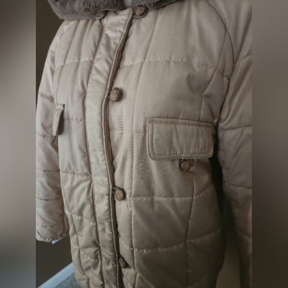 XL Tan London Fog Outdoors Unlimited Hooded Quilted Zip Up Jacket - Picture 4 of 13